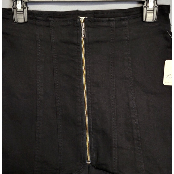 Free People We The Free Denim Mini Skirt Womens 4 Black Jean Full Front Zip New - Picture 5 of 12